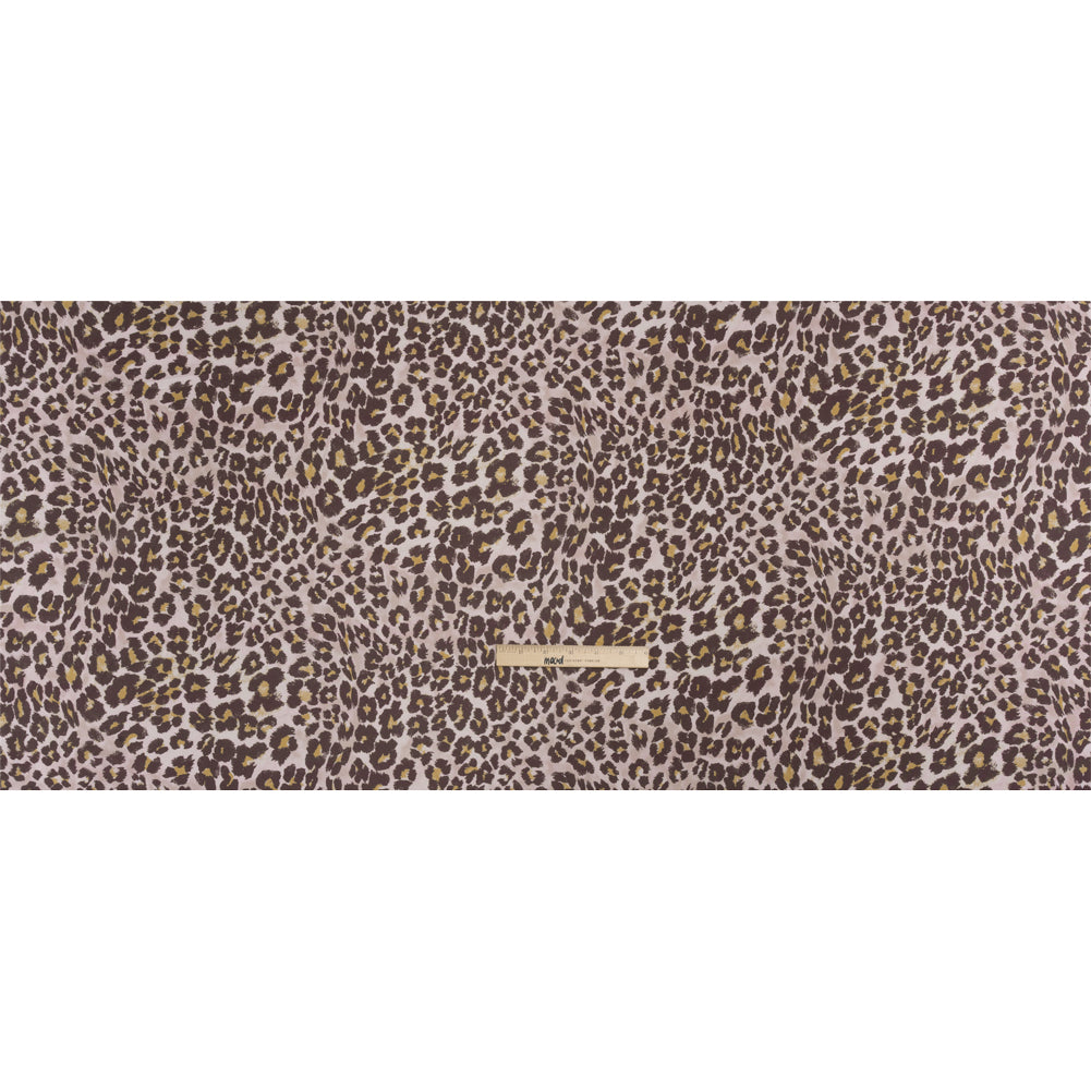 Famous Australian Designer Muted Orchid and Brown Leopard Spots Silk Woven Drape