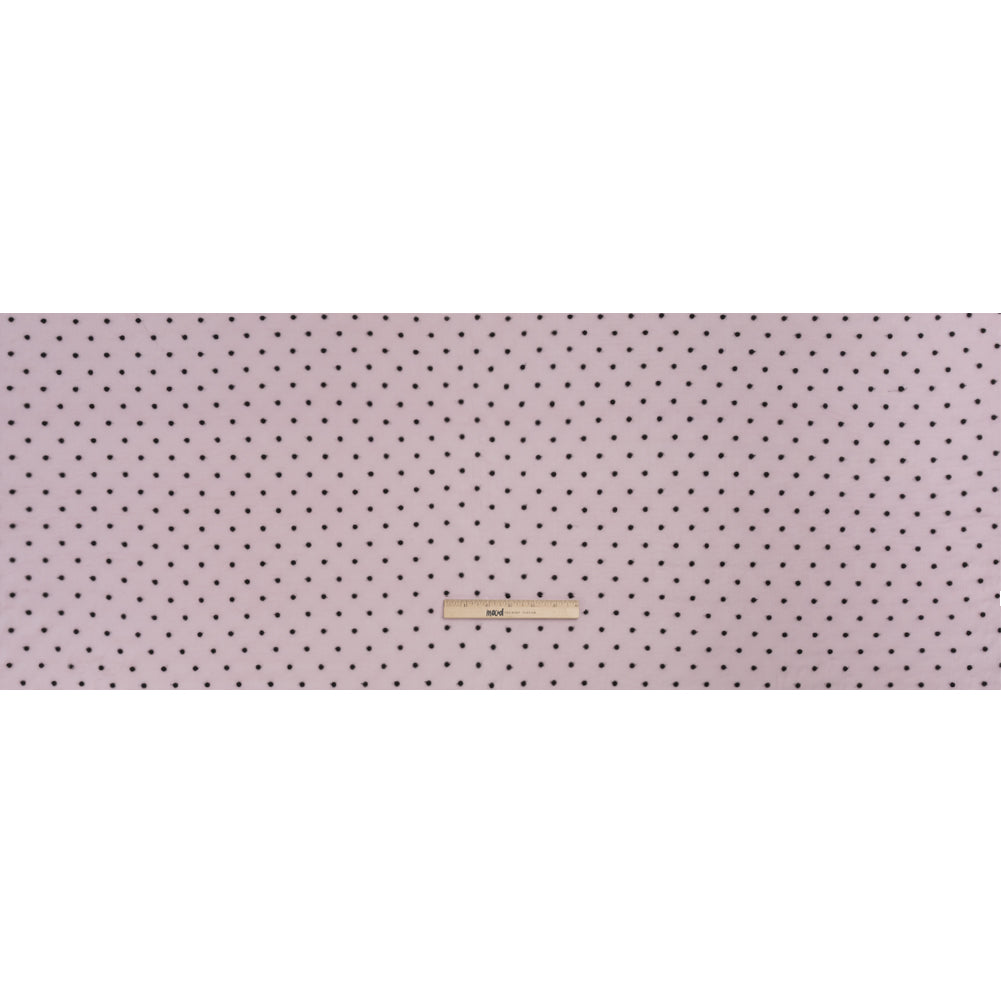 Famous Australian Designer Lilac and Black Embroidered Polka Dots Crinkled Silk Georgette Full