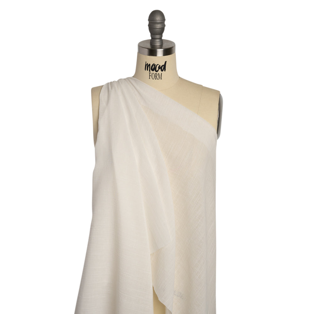 Famous Australian Designer White Crinkled Cotton and Linen Gauze Drape