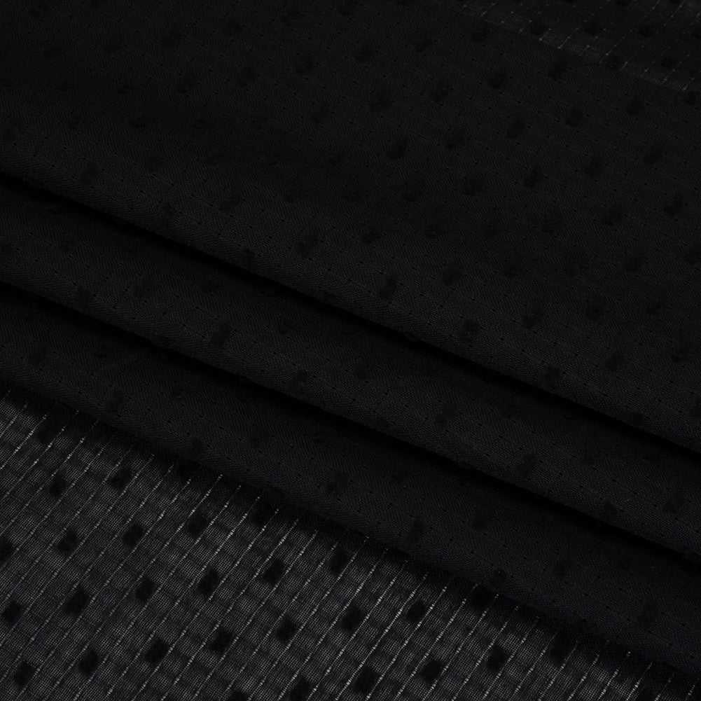 Famous Australian Designer Black Swiss Dot Gridded Cotton Woven Folded