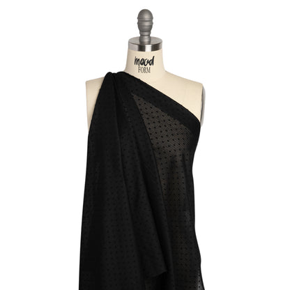 Famous Australian Designer Black Swiss Dot Gridded Cotton Woven Drape