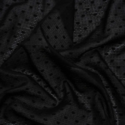 Famous Australian Designer Black Swiss Dot Gridded Cotton Woven