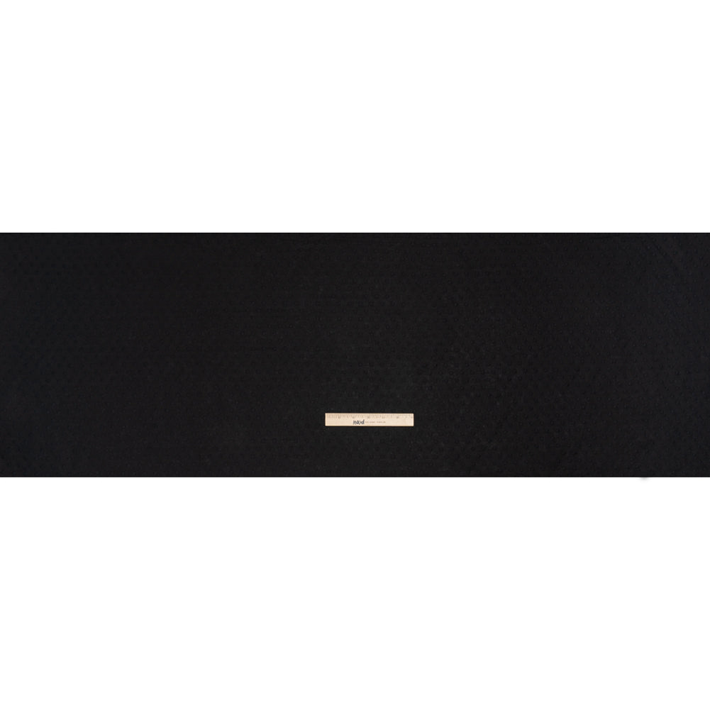 Famous Australian Designer Black Embroidered Polka Dots Medium Weight Linen and Cotton Woven Full