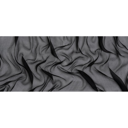 Famous Australian Designer Black Crinkled Silk Chiffon Full