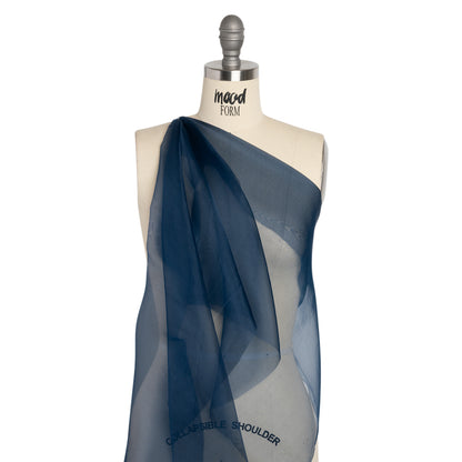 Famous Australian Designer Navy Lightweight Silk Organza Drape