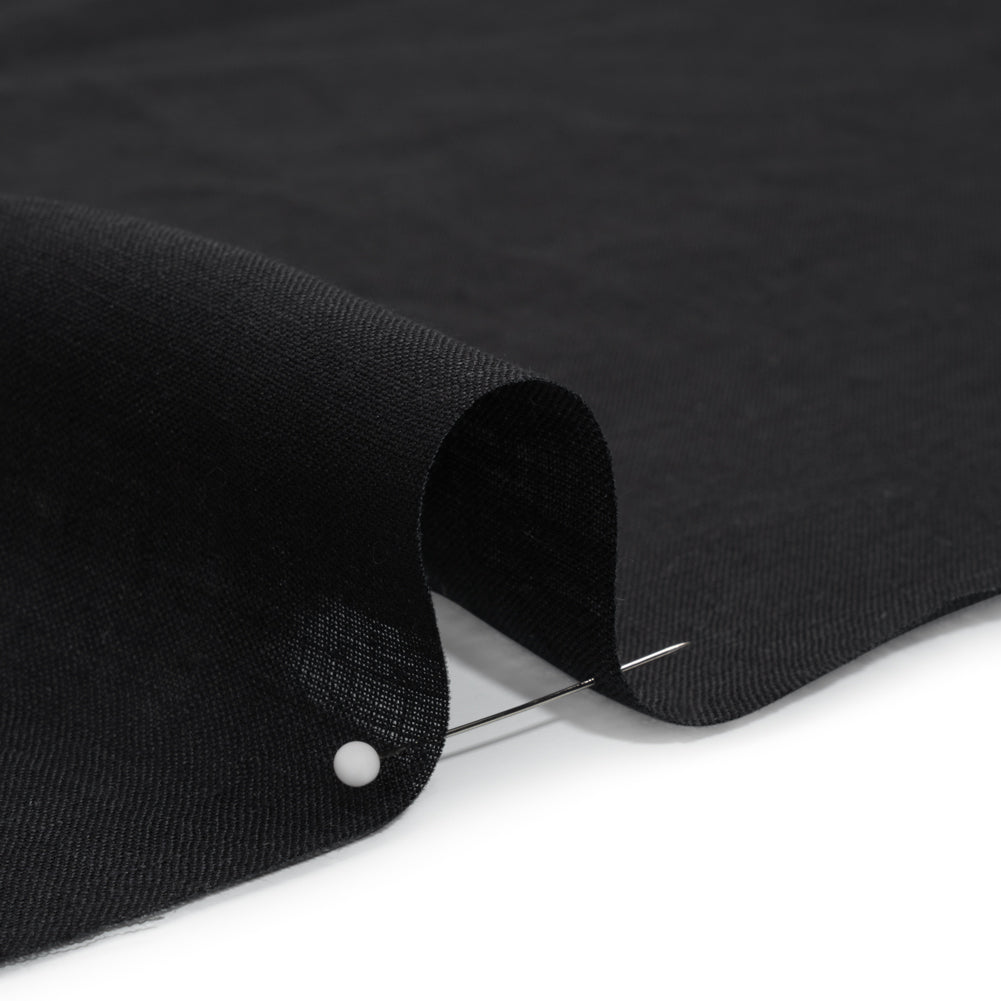 Famous Australian Designer Black Lightweight Linen Shirting Detail