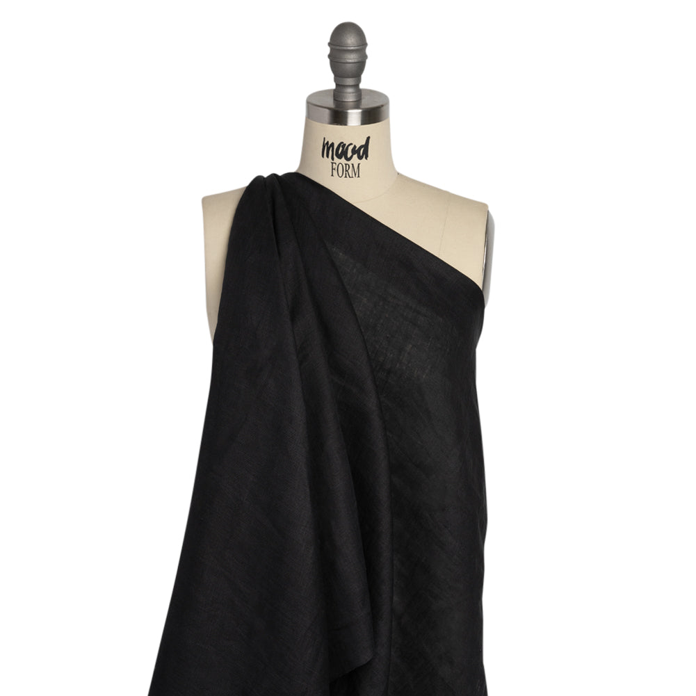 Famous Australian Designer Black Lightweight Linen Shirting Drape
