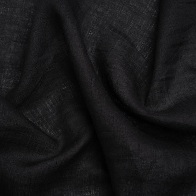 Famous Australian Designer Black Lightweight Linen Shirting