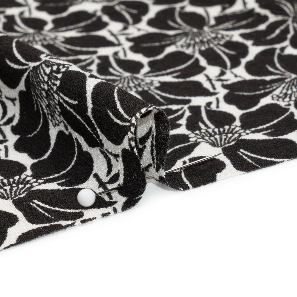 Famous Australian Designer Black and White Floral Rayon Crepe Folded