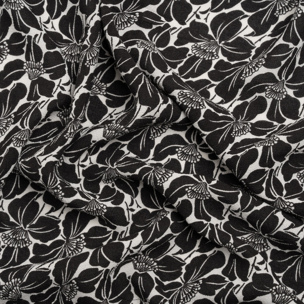 Famous Australian Designer Black and White Floral Rayon Crepe