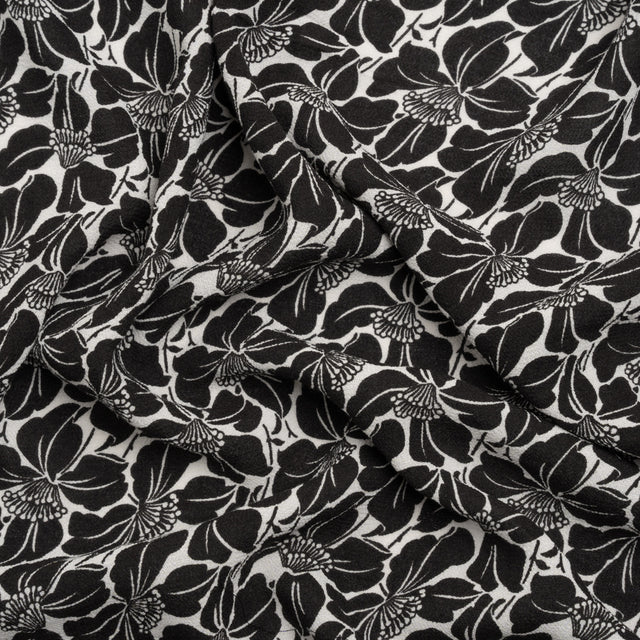 Famous Australian Designer Black and White Floral Rayon Crepe