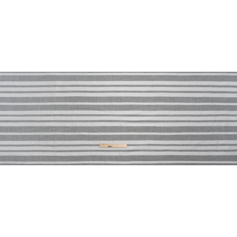 Famous Australian Designer White Sheer Stripes Polyester Woven Full