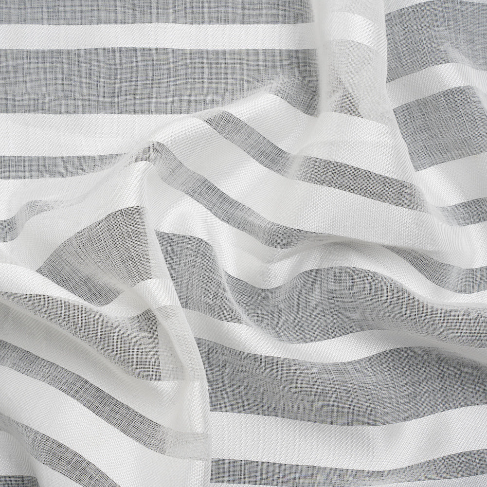 Famous Australian Designer White Sheer Stripes Polyester Woven