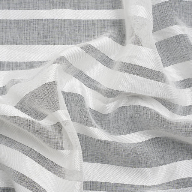 Famous Australian Designer White Sheer Stripes Polyester Woven