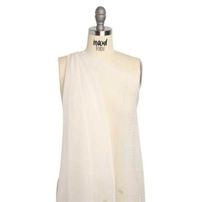 Famous Australian Designer Cream Burnout Satin Little Polka Dots Polyester and Viscose Chiffon Drape
