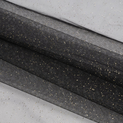 Famous Australian Designer Black and Gold Glitter Speckled Tulle Folded