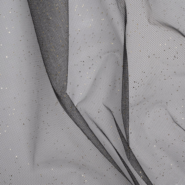 Famous Australian Designer Black and Gold Glitter Speckled Tulle