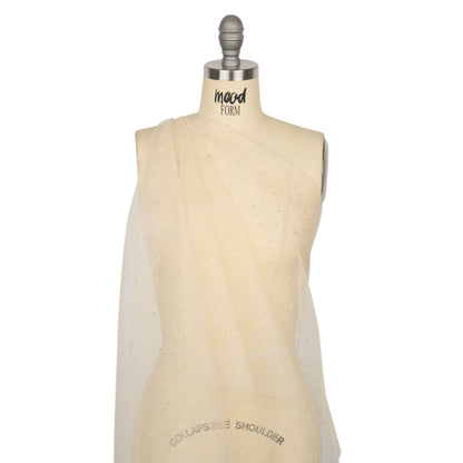 Famous Australian Designer Cream and Gold Glitter Speckled Tulle Drape