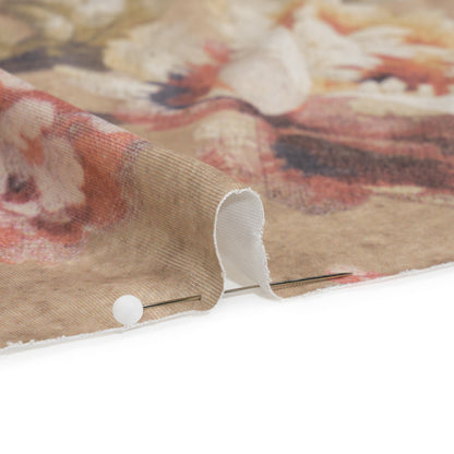 Famous Australian Designer Warm Taupe and Rose Floral Fresco Stretch Polyester Jersey Detail