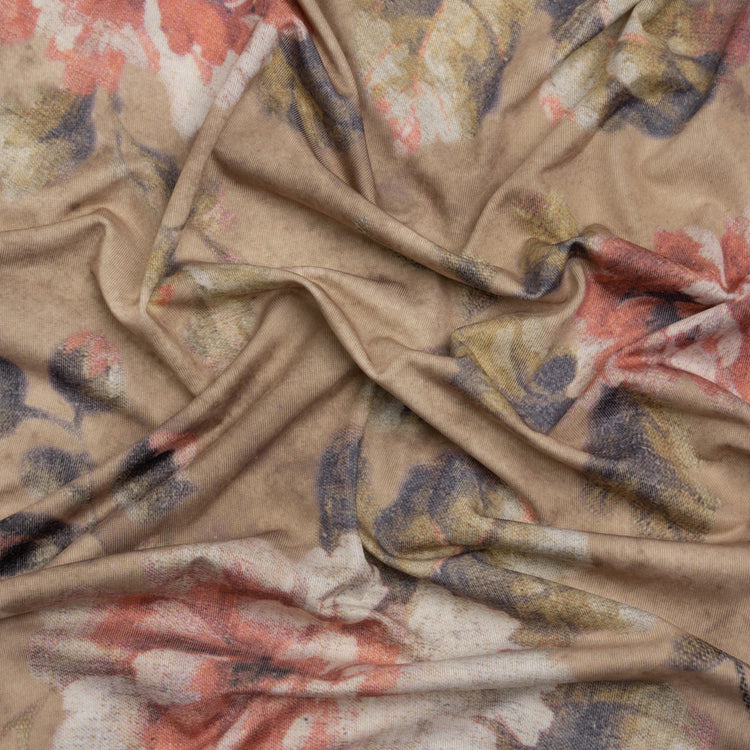 template--25130090922057__main-Famous Australian Designer Warm Taupe and Rose Floral Fresco Stretch Polyester Jersey