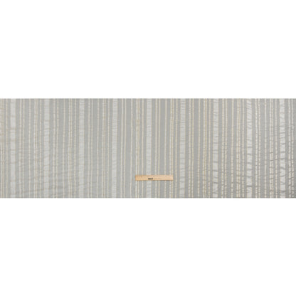 Famous Australian Designer White and Metallic Gold Satin Burnout Stripes Silk Woven Full
