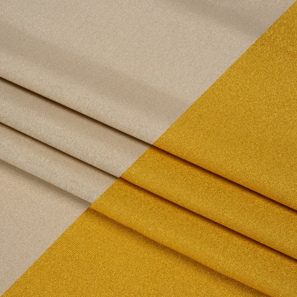 Famous Australian Designer Yellow, Beige and Metallic Gold Double Face Stretch Polyester Tricot Folded