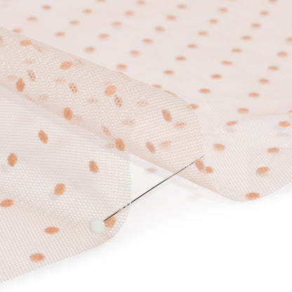 Famous Australian Designer Peach Little Flocked Polka Dots Polyester Tulle Detail