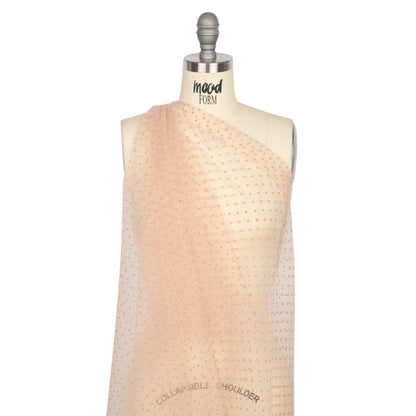 Famous Australian Designer Peach Little Flocked Polka Dots Polyester Tulle Drape