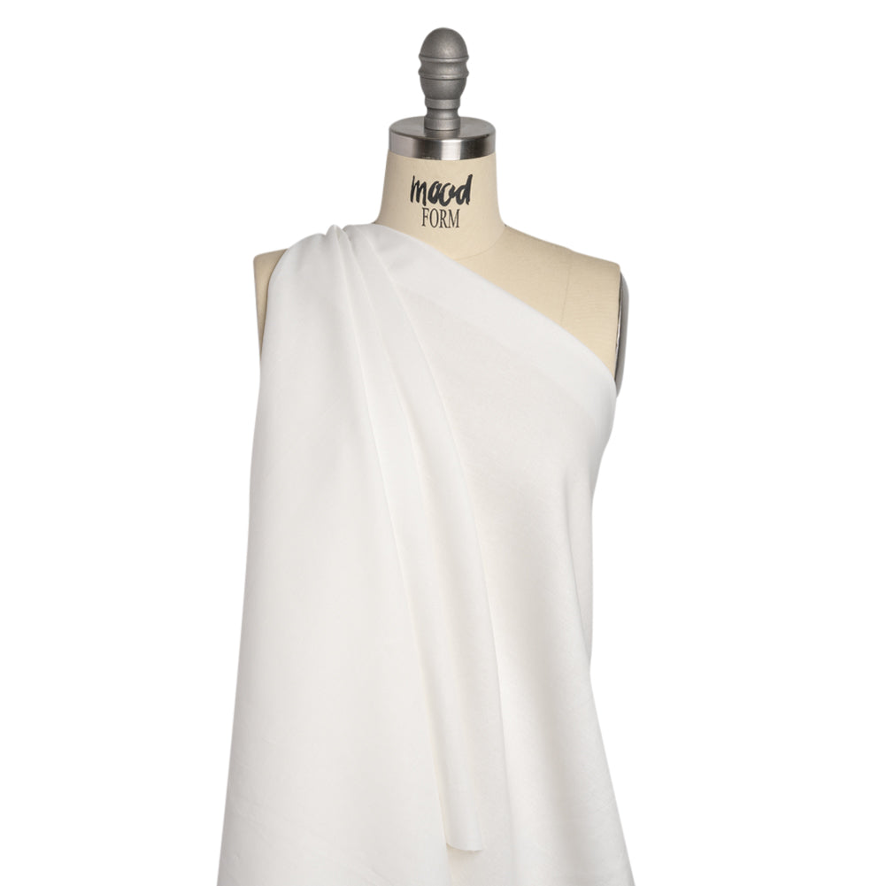 Famous Australian Designer White Linen and Cotton Woven with Soft Polyester Backing Drape