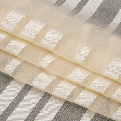 Famous Australian Designer Beige Striped Polyester Burnout Woven Folded