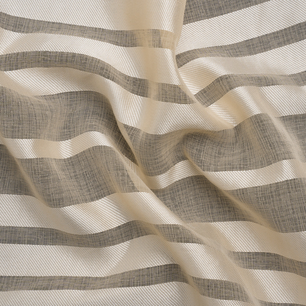 Famous Australian Designer Beige Striped Polyester Burnout Woven