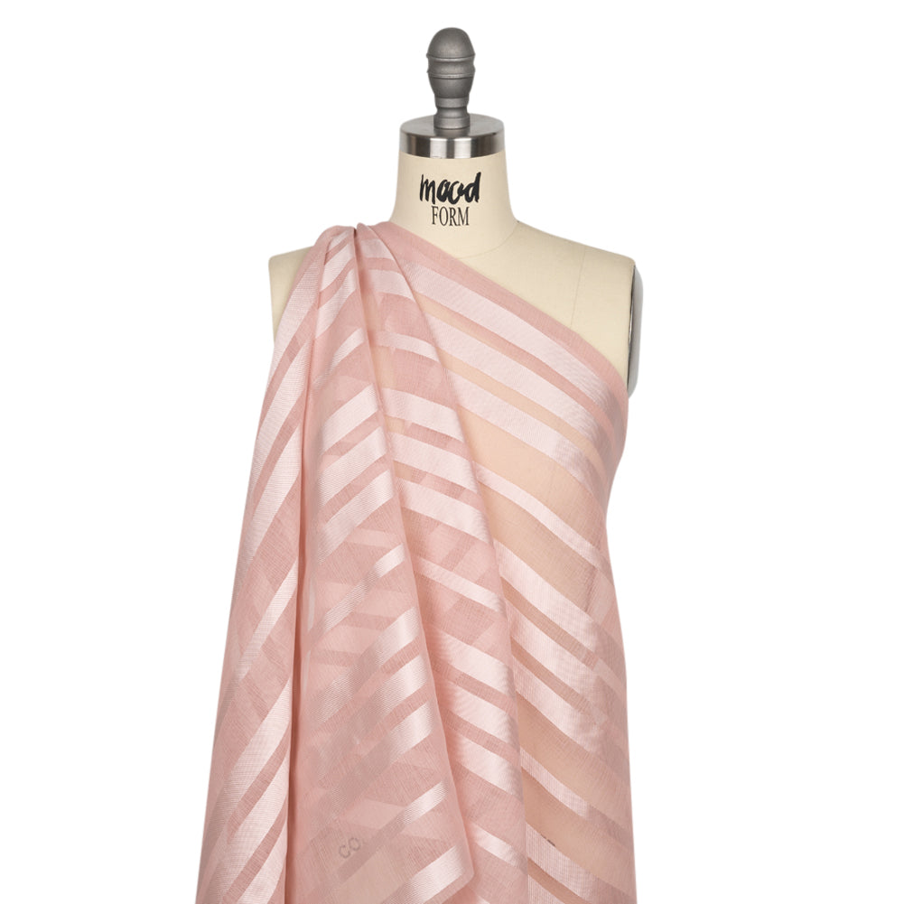 Famous Australian Designer Dusty Rose Striped Polyester Burnout Woven Drape