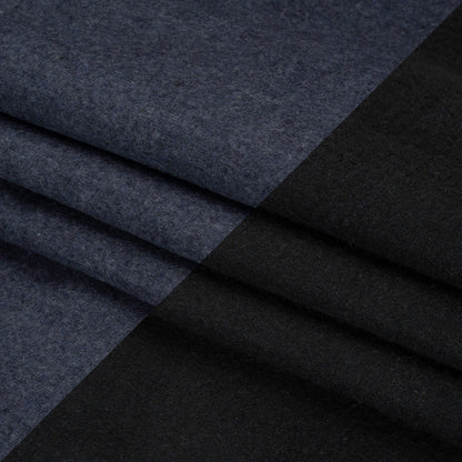 Italian Black and Navy Brushed Wool and Polyester Double Cloth Coating Folded