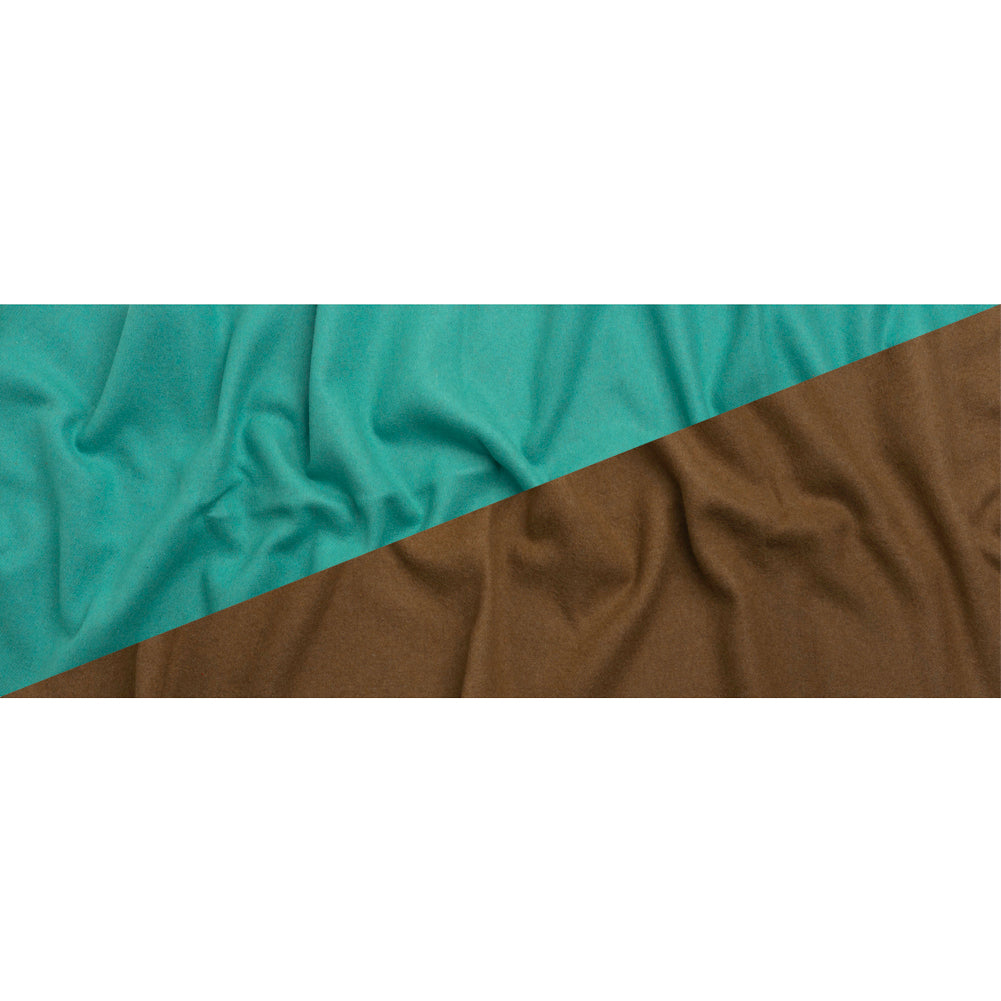 Italian Camel and Aqua Brushed Wool and Polyester Double Cloth Coating Full