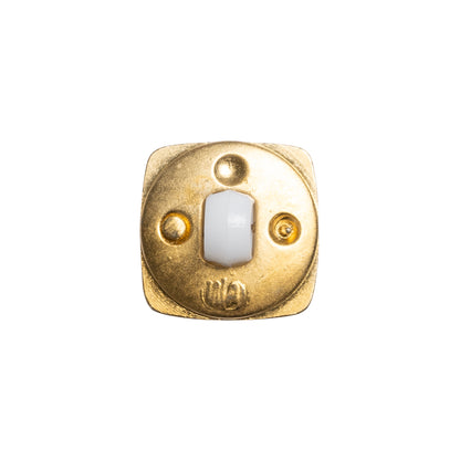 Square Plastic Shank Back Button - White and Metallic Gold Faux Stone - 24L/15mm Detail