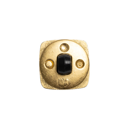 Square Plastic Shank Back Button - Black and Metallic Gold Faux Stone - 24L/15mm Detail