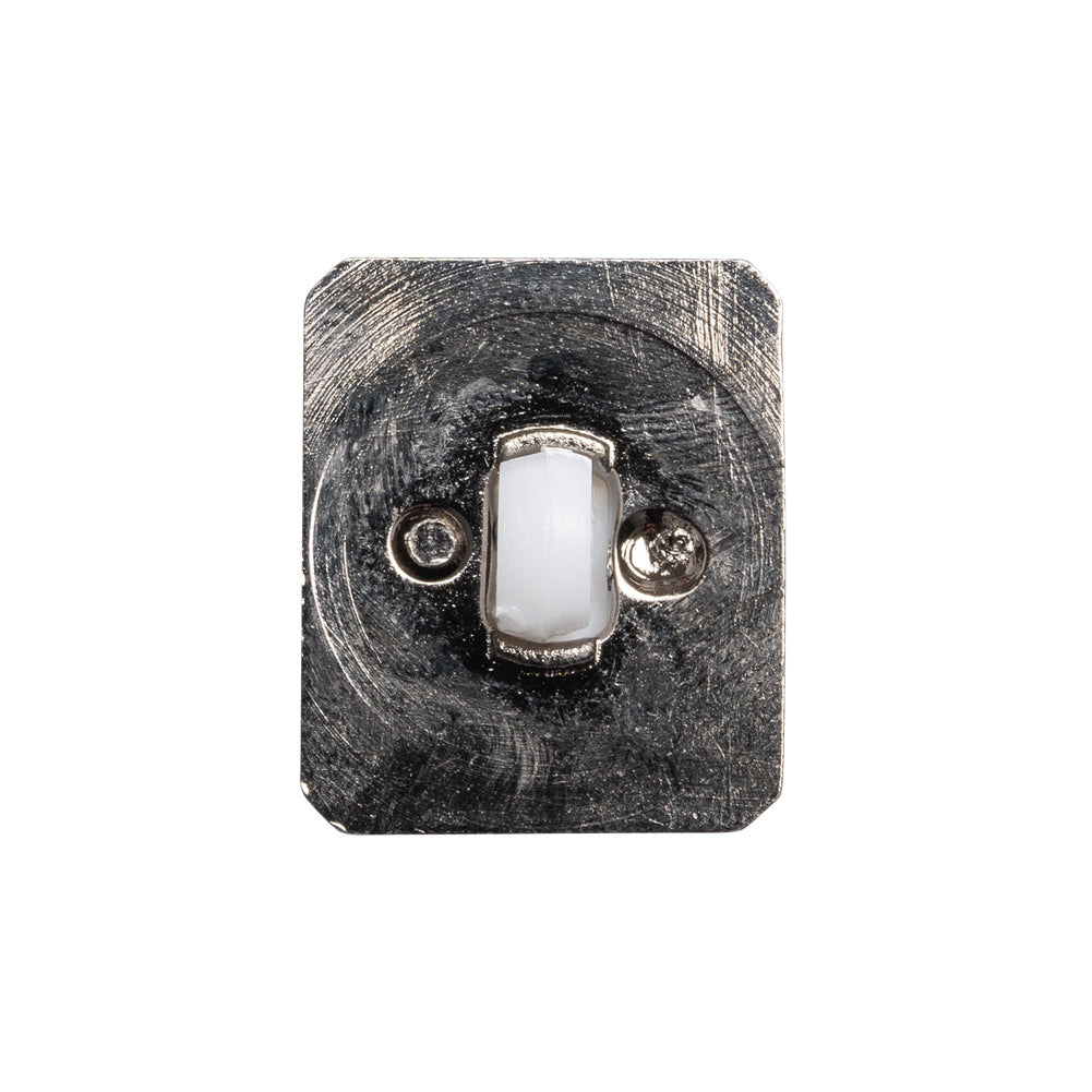 Rectangular Plastic Shank Back Button - White and Metallic Silver Faceted - 36L/23mm Detail