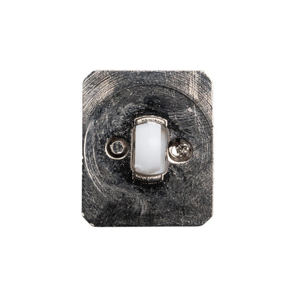 Rectangular Plastic Shank Back Button - White and Metallic Silver Faceted - 36L/23mm Detail