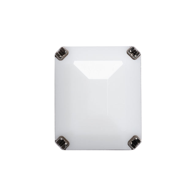 Rectangular Plastic Shank Back Button - White and Metallic Silver Faceted - 36L/23mm