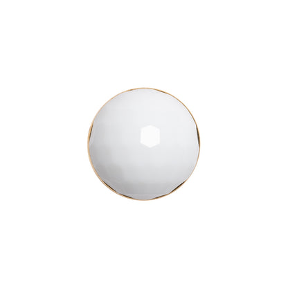 Domed Plastic Shank Back Button - White and Metallic Gold Faceted - 24L/15mm