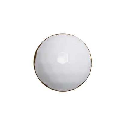 Domed Plastic Shank Back Button - White and Metallic Gold Faceted - 32L/20mm