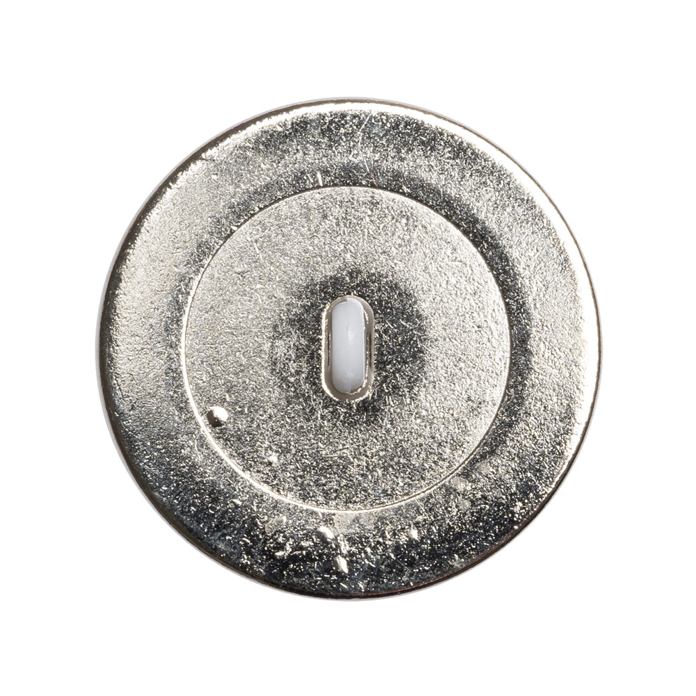 Domed Plastic Shank Back Button - White and Metallic Silver Faceted - 44L/28mm Detail