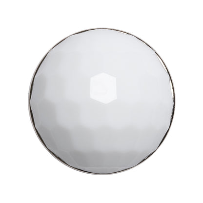 Domed Plastic Shank Back Button - White and Metallic Silver Faceted - 44L/28mm