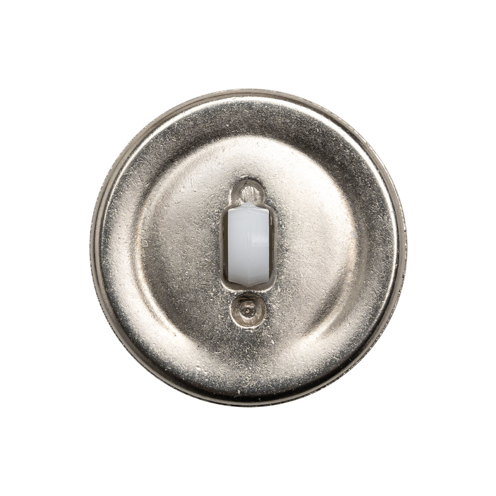 Faux 4-Hole Plastic Shank Back Button Made in Italy - White and Gunmetal - 40L/25.5mm Detail