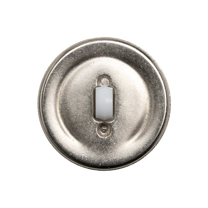 Faux 4-Hole Plastic Shank Back Button Made in Italy - White and Gunmetal - 40L/25.5mm Detail