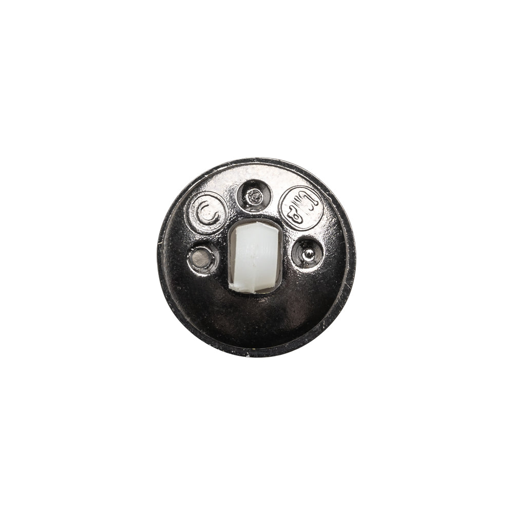 Plastic Shank Back Button - White and Gunmetal Low Cone-Shaped Rope Rim - 24L/15mm Detail