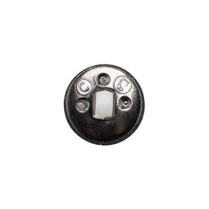 Plastic Shank Back Button - White and Gunmetal Low Cone-Shaped Rope Rim - 24L/15mm Detail