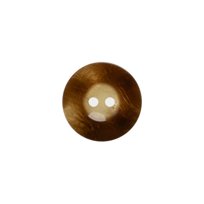 Plastic 2-Hole Button Made in Italy - Brown Mottled Wide Rim - 24L/15mm