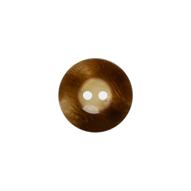 Plastic 2-Hole Button Made in Italy - Brown Mottled Wide Rim - 24L/15mm