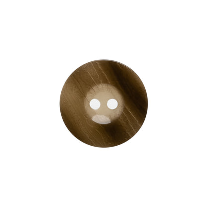 Plastic 2-Hole Button Made in Italy - Dark Brown Mottled Wide Rim - 28L/18mm